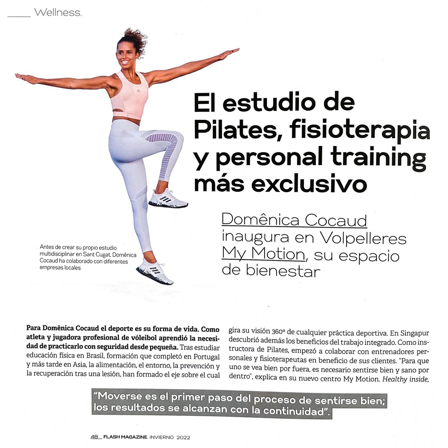 Artículo revista wellness - Estudio de Pilates, Fisioterapia y personal training en Sant Cugat